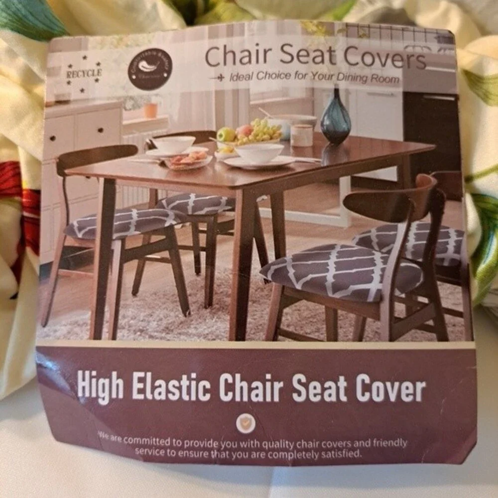 Set of 4 Chair Elastic Fitted Seat Covers for a kitchen table - NEW Floral